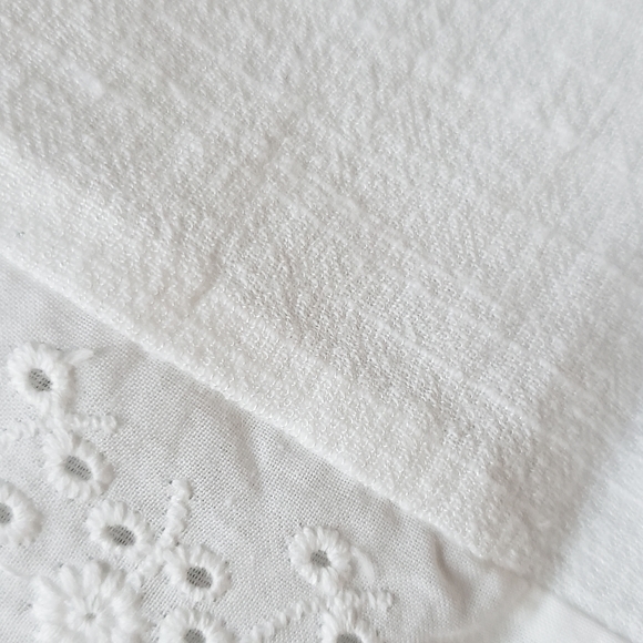 White Empire Waist Babydoll Dress with Eyelet Lace Ruffle Trims - Picture 10 of 12